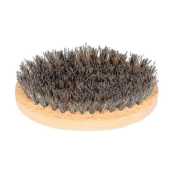 New2023 Oval ornebørste til mænd skægoverskægbørste med bøgehåndtag i naturlig primærfarve barberbørste (8,5x4,5x2,8cm)