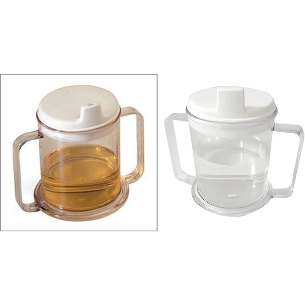 Genomskinlig plastmugg, lätt dricksmugg med greppvänliga handtag, Anti-spill Sippy Cup kompatibel vuxna barn (1 st, vit)