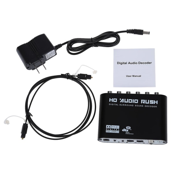 5.1 Audio Rush Digital Sound Decoder Converter - Optisk Spdif/ Koaksial Dolby Ac3 Dts Stereo(r/l) T