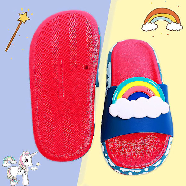 Pojkar Flickor Enhörning Slide Sandaler Söta Halkfria Cartoon Barn Tofflor Barn Strand Pool Vattenskor För Småbarn blue dinosaur 10-11 little kid