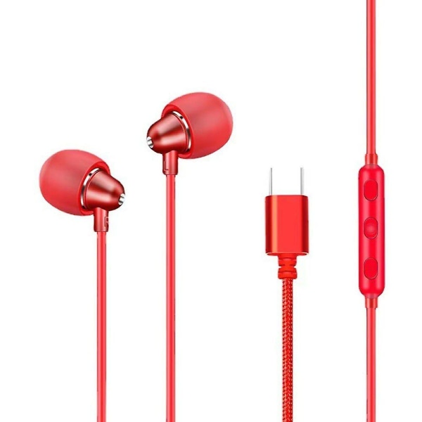 Mikrofon Usb-c hodetelefoner med mikrofon In-ear hodetelefoner rød