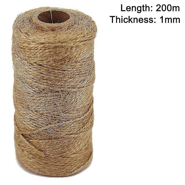 200m Naturlig Jute Snor, 1mm Håndværkssnor Dekorativ Snor Snor