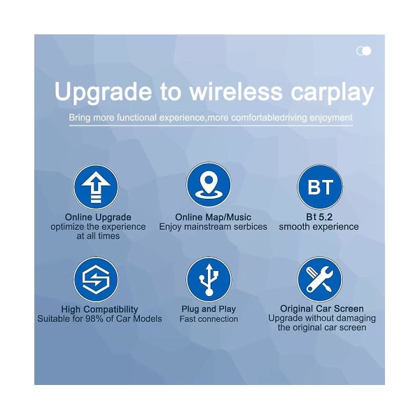 Bil kablet til trådløs Carplay-adapter, bilstereo med usb plug and play Smart Link-telefon automatisk