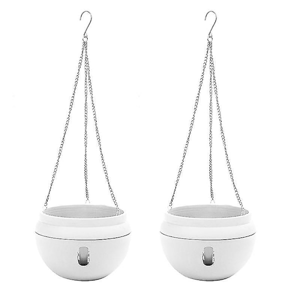 2pcs Plastic Hanging Planter Self Watering Basket With Hooks, Hanging Flower Pot With Detachable Ba