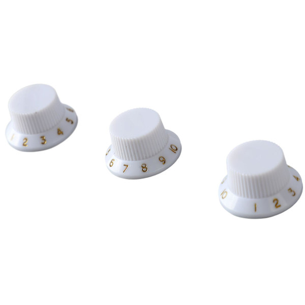 Elektrisk guitar bas tone volumen kontrolknap udskiftning - 3 stk potentiometer drejeknapper, hvid knap med guld bogstaver