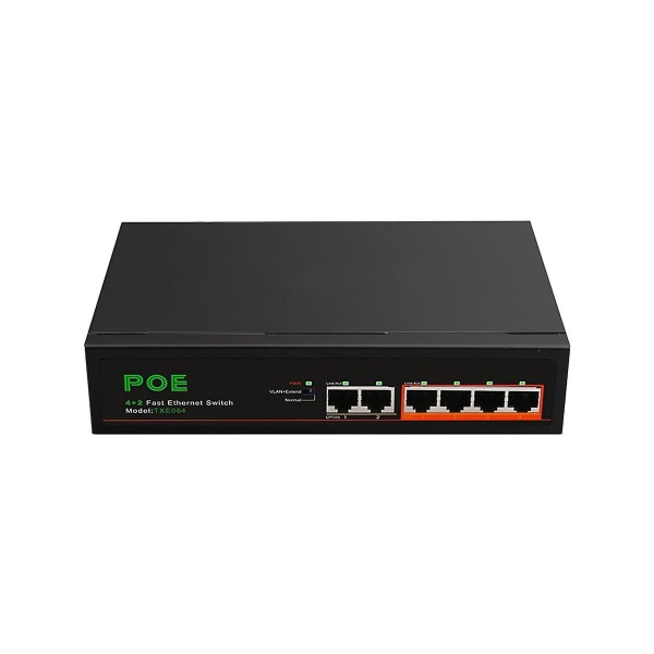 6 portar Poe Switch 4-poe+2 upplänk 100mbps Fast Ethernet Nätverk Hemnätverk Hub Adapter Series Po