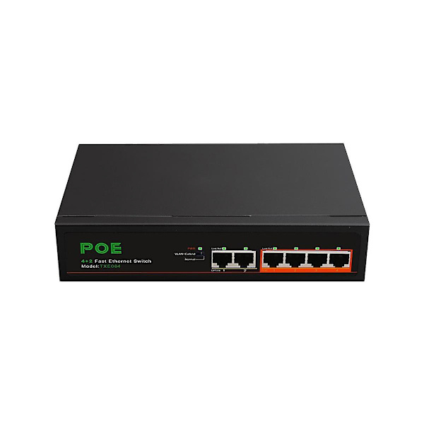 6 Ports Poe Switch 4-poe+2 Up-link 100mbps Fast Ethernet Netværk Hjemmenetværk Hub Adapter Serie Po