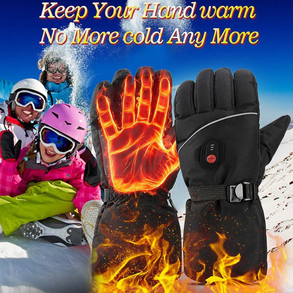Oppvarmede hansker for menn og kvinner, termiske hansker med 3 varmeinnstillinger, oppvarmede vinterhansker for sykling, motorsykkel, ski (ekskludert batterier)