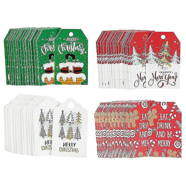 100 kpl Merry Christmas Uusivuosi Lahjakortin Tarrat Paperi Lumihiutale Joulukuusi Tagit Joulukoristeluun