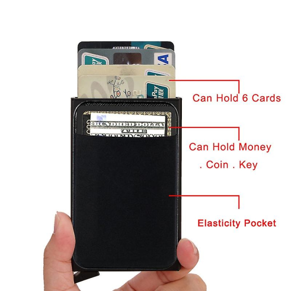 Kortholder RFID Anti-tyveri Kreditkortboks Auto Pop-up kortholder -Pink