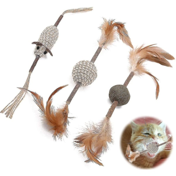 Cat Chew Sticks Catnip Ball With Stick Cat Mint Ball Legetøj Mus Sisal Til Kat