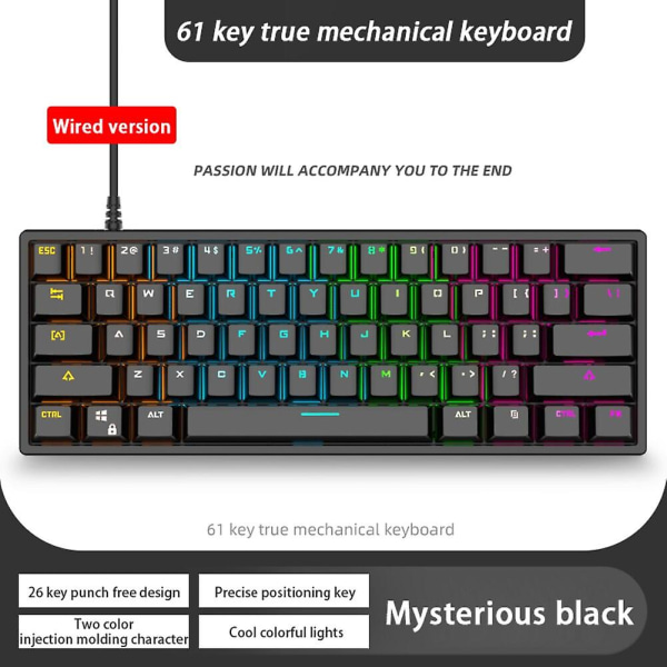 Ryra G101 Mekanisk tastatur 61-tasters tastatur Akse Blå Led Baggrundsbelyst mekanisk tastatur