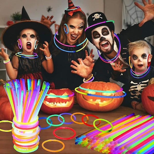 Festspillutstyr, 8-tommers lyspinner, 100 stk., i mørket, festgaver, neon, halskjeder, lysarmbånd med koblinger - Leur Part Supplies -
