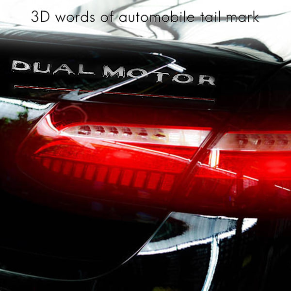 3D Dubbla Motordekaler Baklucka Emblem Dekal Badge Dekaler för Model 3 2017-2020, Dekorativ S