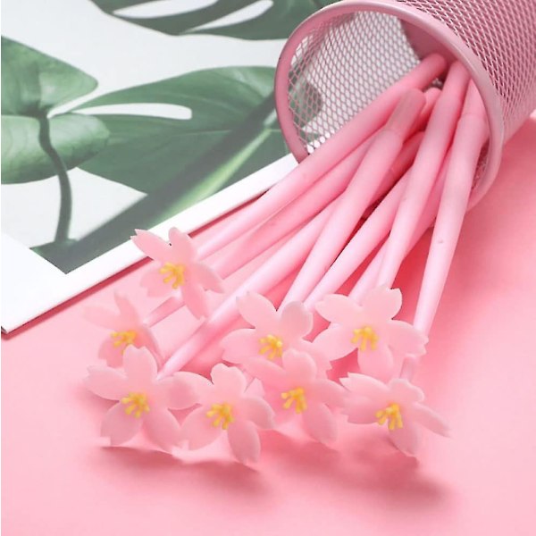 12 stk Cherry Blossoms Gel-penner for barn, kvinner, kolleger, vertinne og kjæreste, flotte festartikler og skolemateriell, svart blekk (0,5 mm)