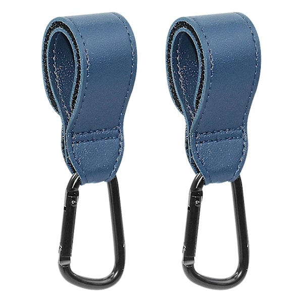 PU Läder Barnvagnskrok Roterbar Velcro Barnvagnsförvaringsväska Barnvagnskrok Barnvagnstillbehör (blå) (2st)