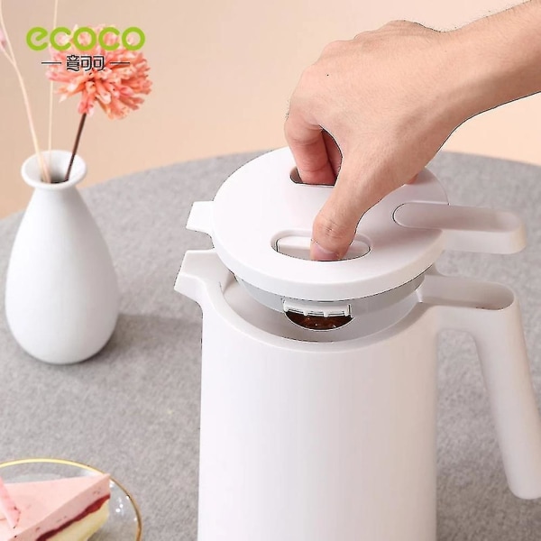 Ecoco 1,4 litran tyhjiöpullovesipullo jokapäiväiseen kotitalouteen, valkoinen