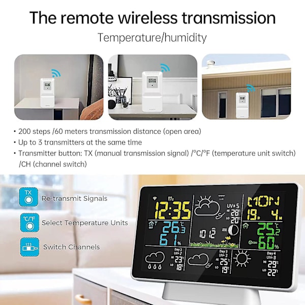 Black Friday Wifi Værsentral Trådløs Innendørs Utendørs Hygrometer Termometer Temperatur Fuktighet Display Monitor Digital Været Kompatibelecast