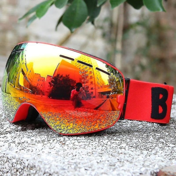Dobbeltlags Skibriller Uv400 Anti-dug Big Ski Mask Briller Skiløb Snowboard Eyewear Graced Lens Mirror Coating Goggles
