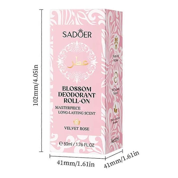 SADOER Deodorant Roll-On - 24H Luktkontroll Fløyelsrose Duft Reisekompakt Platinum 1pcs