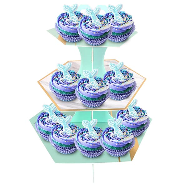 3-etasjes pappkakesstativ Dessert Tower Treat Stacker Platter Matservering