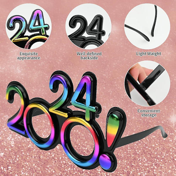 5 stk 2024 Briller Happy New Year's Eve Briller Fancy Nyttårsfest Briller 2024 Graduation Party Briller Party Kreative Dekorer Briller 2024 Gradu
