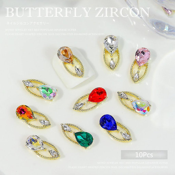 Legering Bågar Nail Art Rhinestones Kristall Pärlor För Nagel Dekor Ringar Örhängen Diy Style 5