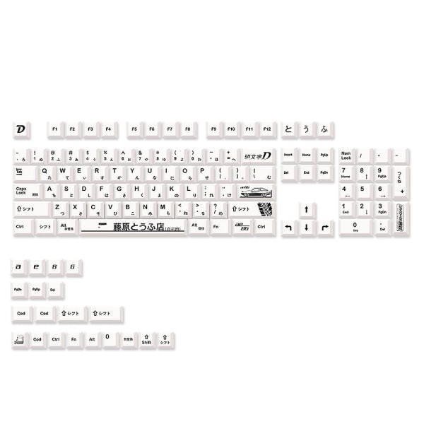 124 nycklar japanska Pbt White Ae86 Initial D Cherry Keycaps för Cherry Mx tangentbord 61 68 84 87 96 98