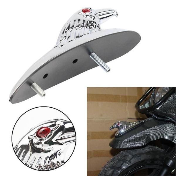 Chrome Eagle Head Ornament Statue for Motorcycle 4x4 Fender Front Frames and Car Hood Mounts