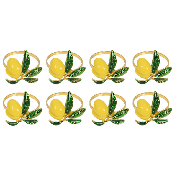 Serviettringer sett med 8, sitronbryllup serviettholder gull serviettspenne for borddekor fester Holida