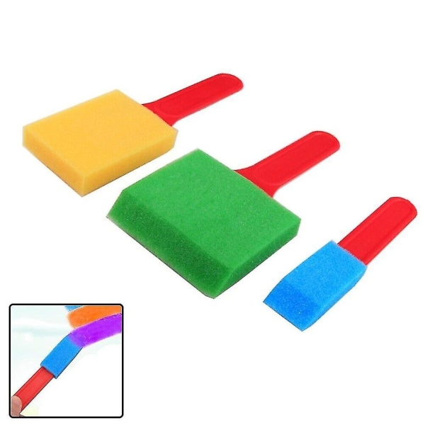 Uusi Sponge Foam Brush Painting Tool Craft Art Paint Set väripesuihin. (sininen + vihreä + keltainen) (3 kpl)