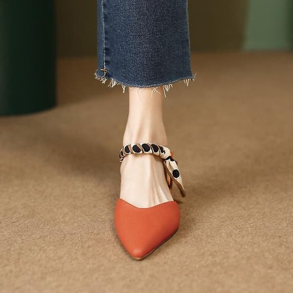 3 cm förhöjda platta sandaler med klack orange