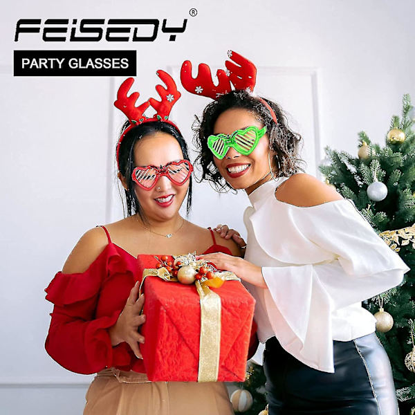 Ubiuo 2-pack LED-glasögon med Happy New Year-motiv, lysande julgransglasögon för fest B2855-f2