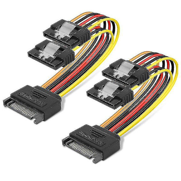15 hann SATA-strømkabel, 15-pin hann til 15-pin hun, 15 cm - 2 stk.