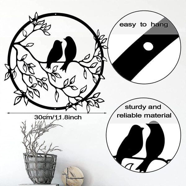 Metallväggkonst Fågel på en gren-fågelvägg Silhuett Fågel-vägg-konst-dekor Vardagsrum Trädgård Sovrum Kontor Hus-väggdekor