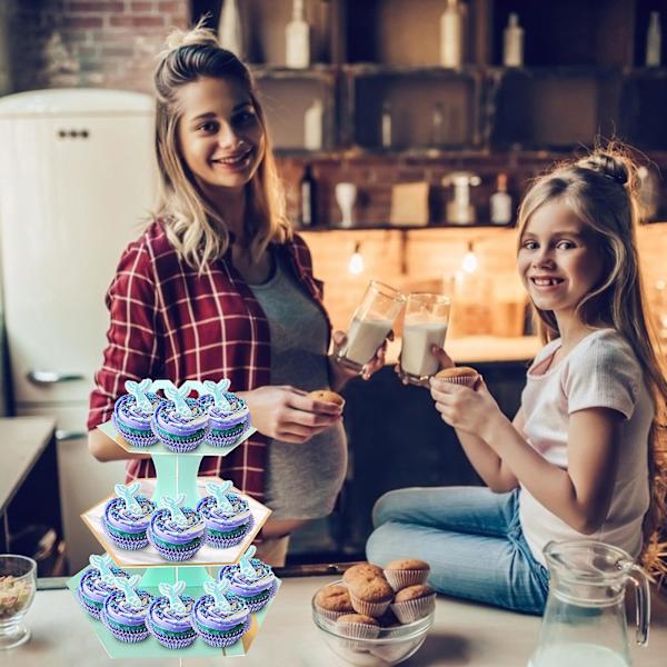 3-vånings kartong cupcake-ställ dessert torn godis staplare fat mat display