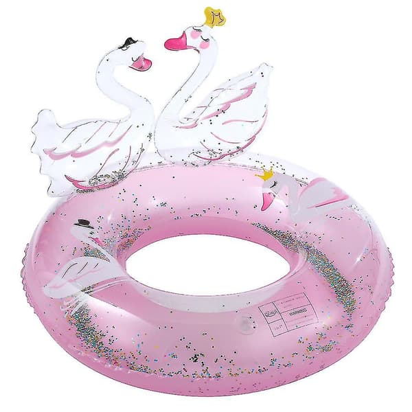 Uppblåsbar Glitter Svan Simring Rosa 70cm