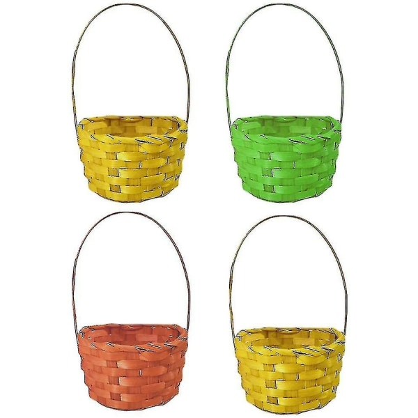 4 Hand Woven Wicker Påskkorgar Mini Woven Wicker Korgar Påskägg Korgar Bambukorgar