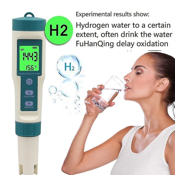 8 i 1 Ph H2 Tds Orp Salthalt S.g Temp Meter Digital Ph-testare Vattenkvalitetstestare För Dricksvatten