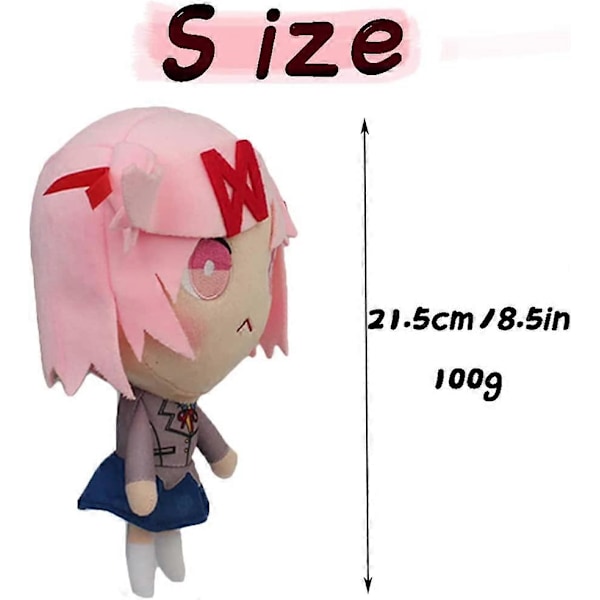 21,5 cm / 8,5 tuuman DDLC-pehmolelu, Anime-pelin plushie-lelu DDLC-faneille (Natsuki)