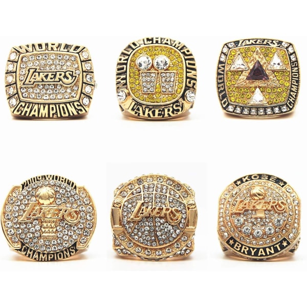 2000 2001 2002 2009 2010 La Championship Replica Ring Lakers Rings Set Storlek 11 Med Deluxe Träbox Och 2016 K'o'b'e Pensionering Minnes Mamba Fo