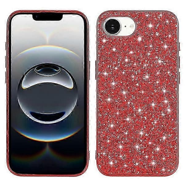 Glitrende glitter telefoncover til 16e - TPU + PC bagcover red