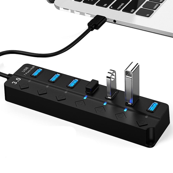 Splitter 3.0usb 7-ports Hub Hub Splitter En-til-syv Ekspanderer Uavhengig Nøkkelbryter