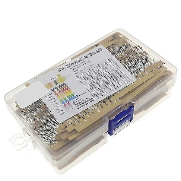 1/4w karbonfilm motstander 0,33-4,7m assortert sett med plast oppbevaringsboks