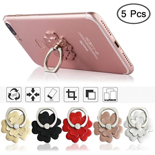 Matkapuhelimen rengaskiinnike, 5 kpl universaali sormen rengaskiinniketeline, yhteensopiva iPhone XS Max XR:n kanssa