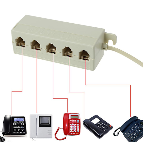 Rj11 Telefonhane till 5-vägs Honadapter 6p4c Jumper Lan Nätverkssplitter