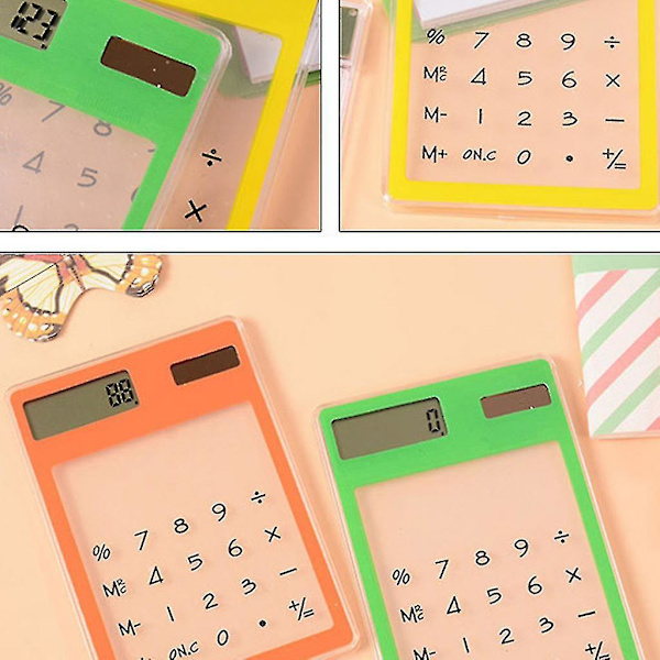 Ultra Slim Mini Transparent Solcelledrevet LCD Touh Screen Student Lommeregner