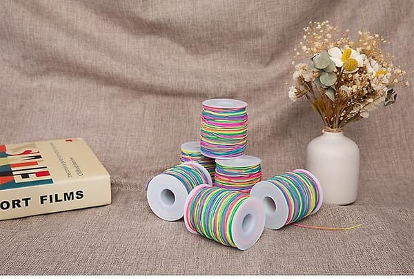 2 st Elastiskt Armbandssnöre 50m Starkt Elastiskt Armbandstråd Svart Transparent Regnbåge för