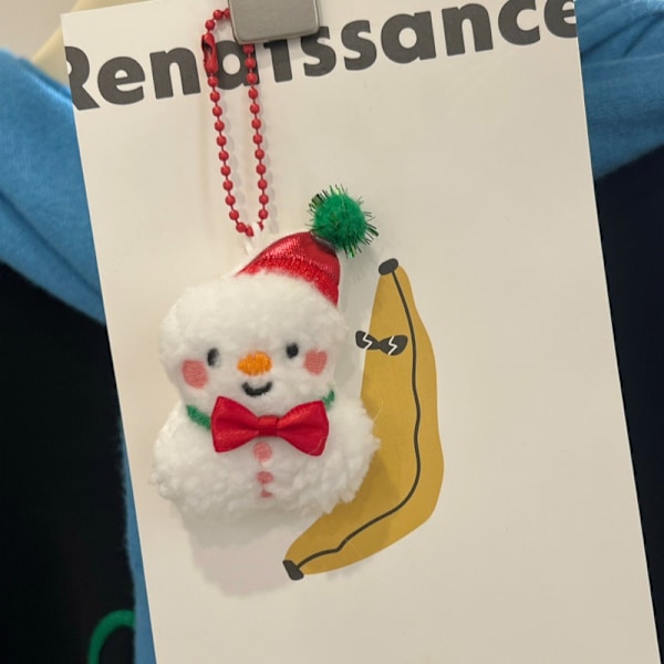 Plush Jultomte, Rensa, Snögubbe Nyckelring, Väska Dekoration, Skola curly christmas tree bead chain
