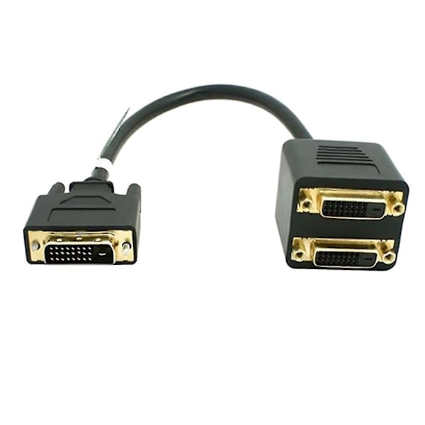 Adapter DVI-D han til dobbelt 2 DVI-I hun video Y splitter kabel adapter